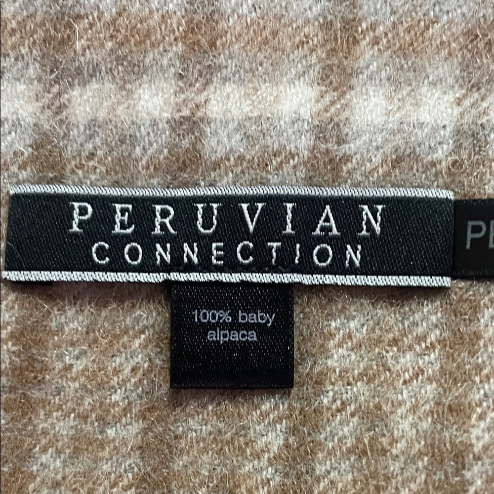 Peruvian Connection Baby Alpaca Knit in Cream and Tan 55” with out fringe